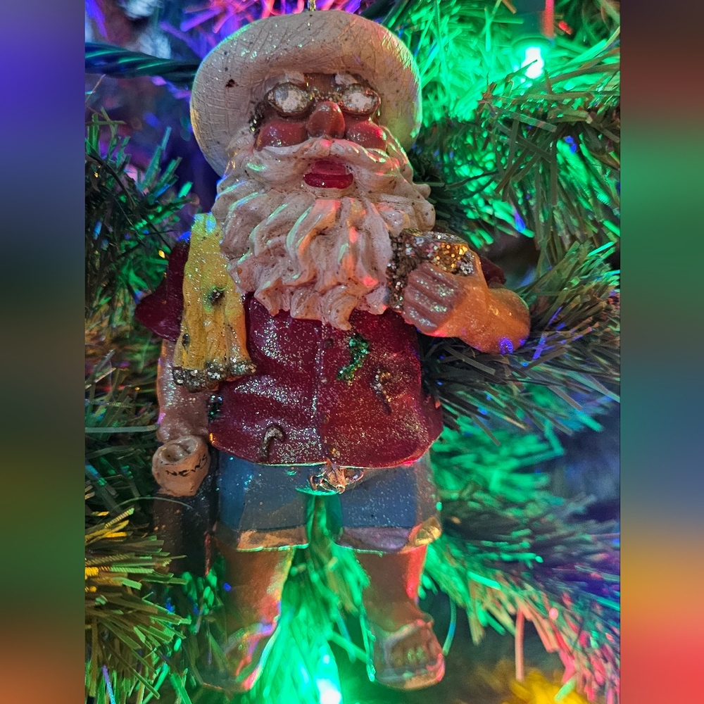 SANTA Heading to the Beach Ornament.